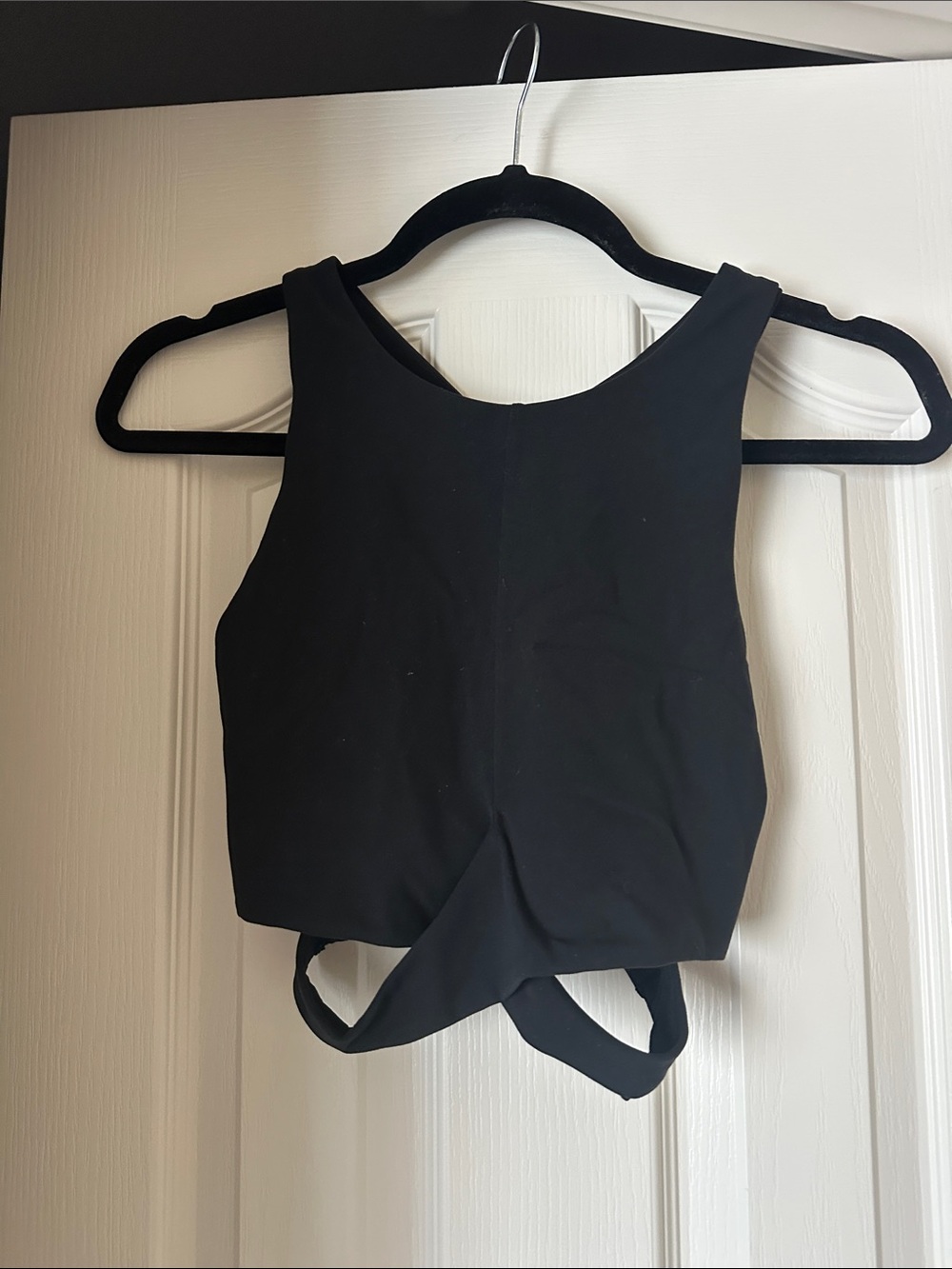 Athleta Black Cropped Tank Top with Back Tie Detail